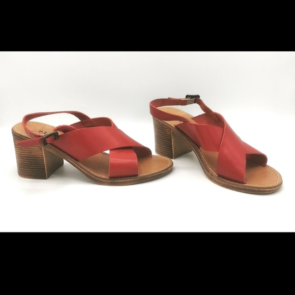 Mariella Red Block Heel Sandals Size 9 (40) - Picture 3 of 8
